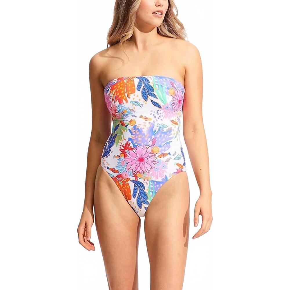 NEW SEAFOLLY under the sea bandeau one piece in multi color
